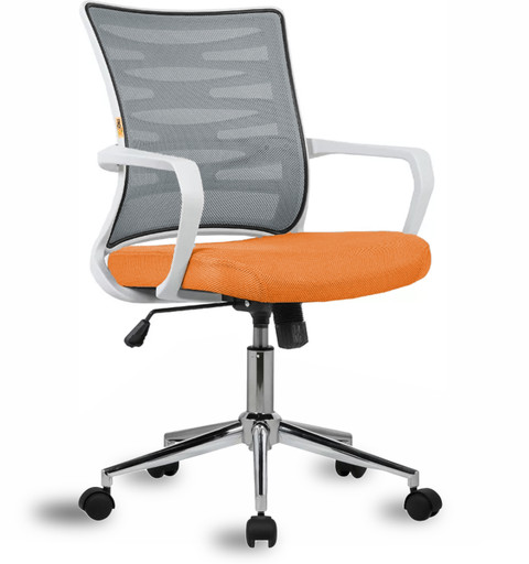 Finch Fox Fire Low Back Ergonomic Desk Study Office Mesh Chair in Grey and  Orange Color Fabric Office Executive Chair