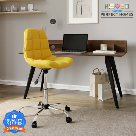 Flipkart Perfect Homes Height-Adjustable Faux-Leather Office Desk Study  Chair for Salon, Spa, Bar, Medical, Kitchen, Doctors in Yellow Color