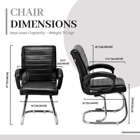 RATISON Director Principal Manager Heavy Duty Metal Frame|  Visitor/Study/Office Chair Leatherette Office Arm Chair
