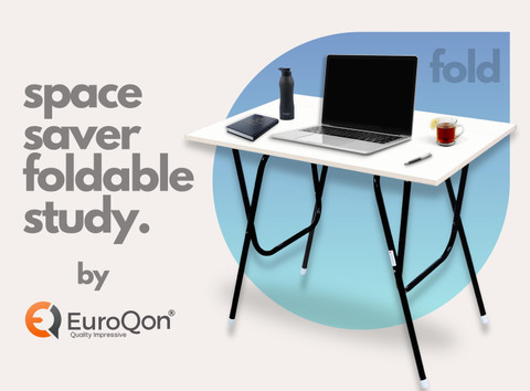 EuroQon Fold Space Saver Foldable Engineered Wood Study Table