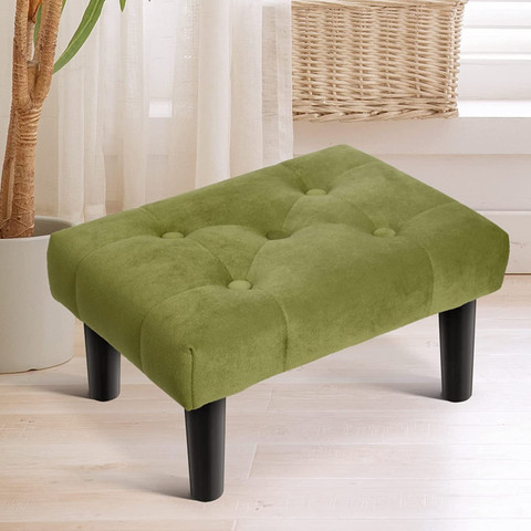 art export Wooden Footrest Stool with Cotton Cover Small Ottoman