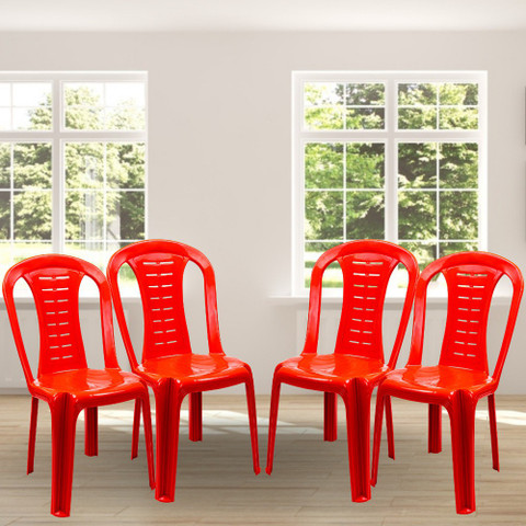 ITALICA Glossy Plastic Chair set/ Chair for Home/ Sturdy Structure/ Plastic  Outdoor Chair