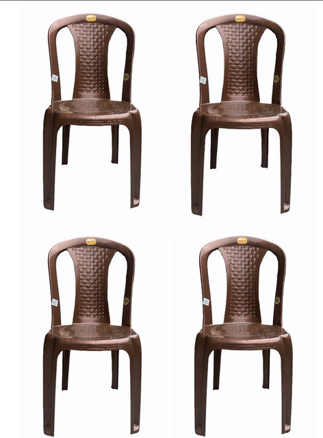 Anmol CHAIR ARMLESS SET OF BROWN FULLY COMFORT Plastic Outdoor Chair