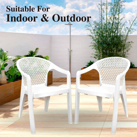 ITALICA Oxy Plastic Arm Chair Set of 4/Glossy Matte Finish Chair