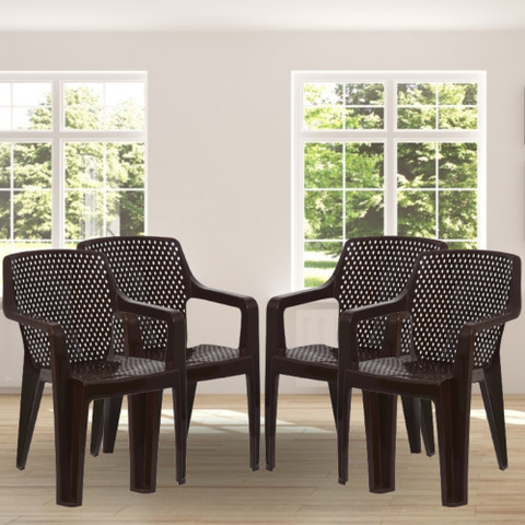 ITALICA Plastic Arm Chair for Home/Glossy Finish Chair for Dining