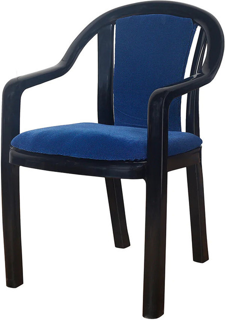 Supreme Ornate Plastic Chair With Cushioned Seat Backrest|Sturdy Armchair  For Balcony| Plastic Outdoor Chair
