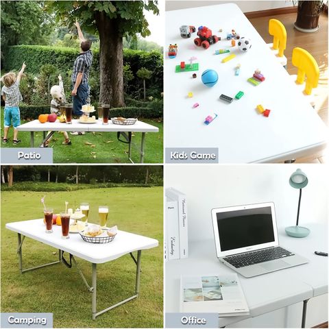 Livzing Height Adjustable Plastic Folding Picnic Table with Metal Frame Plastic Outdoor Table (Finish Color - White, Pre-assembled) - Image 7