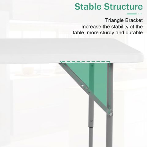 Livzing Height Adjustable Plastic Folding Picnic Table with Metal Frame Plastic Outdoor Table (Finish Color - White, Pre-assembled) - Image 3