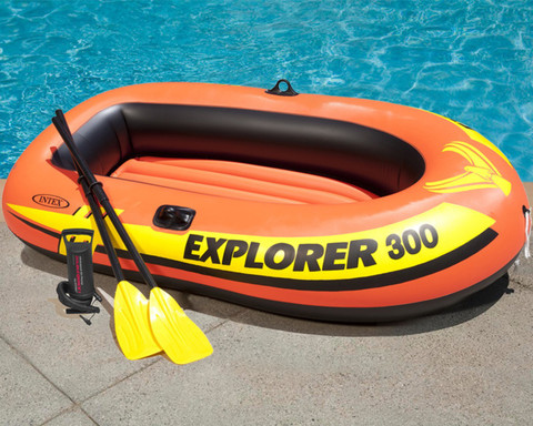 INTEX Explorer 300 Boat Set with Oars & Air pump, 3 Person Boat