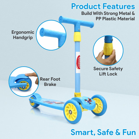 Aditi Toys Go Thunder Kick Scooter for kids 3 Wheel Foldable