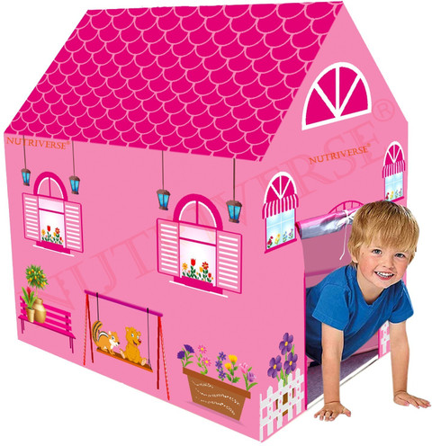 Nutriverse Jumbo Size Sweet Home Playhouse for Kids Barbie Play Tent House  for Boys and Girls Queen Palace (Multicolour) (Pink)( DOLL HOUSE