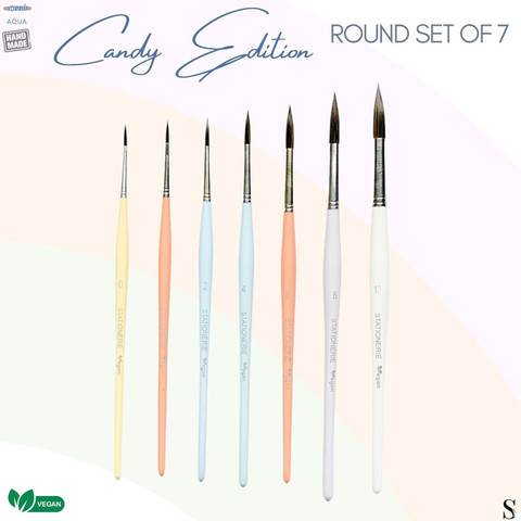 Flipkart.com | stationerie Artists Round Brush Set of 7(Candy
