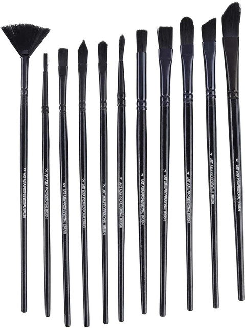 Flipkart.com | art asia 12pc Complete Black Mix Paintbrush Set -