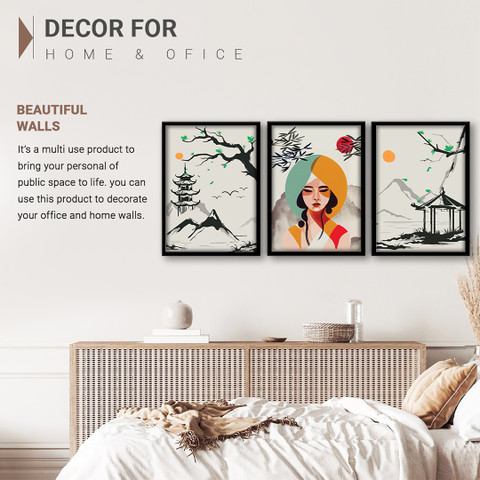 NoWorries Japanese wall art painting with frame for home