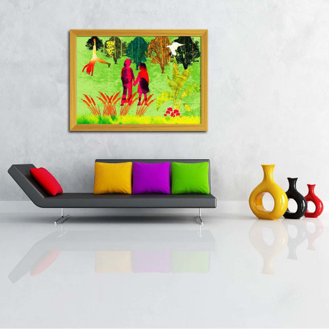 絵画 trip Artzfolio Trip To Nature Canvas Painting Golden Synthetic Frame