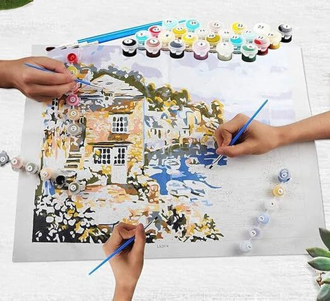 Xeekart sea side paint by number kit – diy acrylic canvas art NA 8