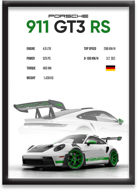 Jurojin Junction Porsche 911 GT3 RS | Digital Reprint 11.7 inch x