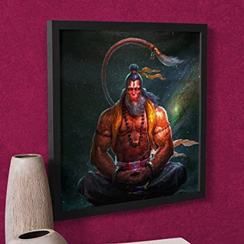 Ritwika's Abstract Wall Art Of Meditating Hanuman With Frame for Home ...