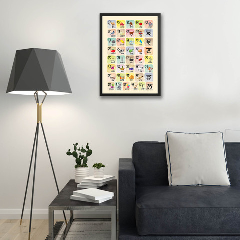 Amable Arts Uda Aida, Punjabi Alphabets Panti Akhari, Punjabi Maa Boli  Framed Posters Digital Reprint 20 inch x 14 inch Painting