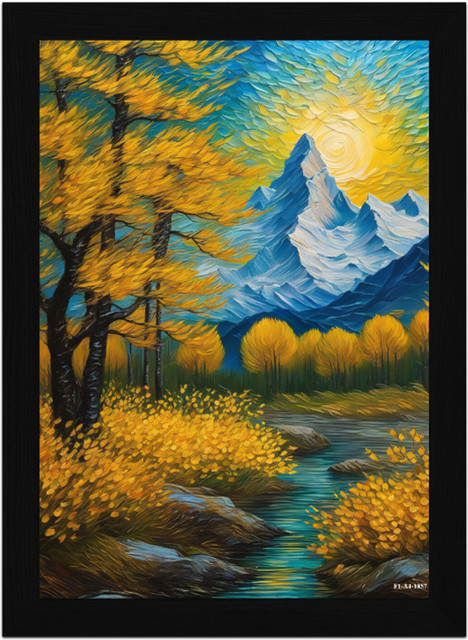 FRIZZY ARTS Golden Serenity – Majestic Mountain Landscape A4