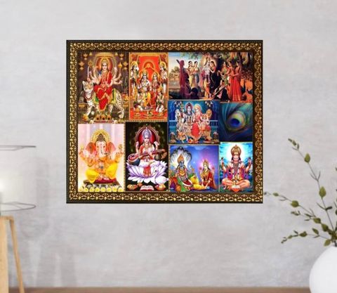 Multiple God Frame BAJAJ CREATIONS 8 in one gods photo frame | all gods Religious photo ...