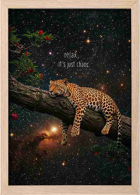 絵画 relax NoWorries Leopard Relax Quote Wall Art Framed Painting Aesthetic