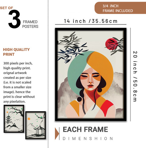 NoWorries Japanese wall art painting with frame for home