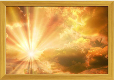 Artzfolio Sunset Sunrise With Clouds, Light & Rays Painting Golden
