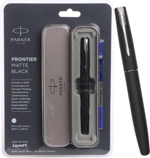 PARKER Frontier Matte Black Chrome Trim Roller Roller Ball Pen