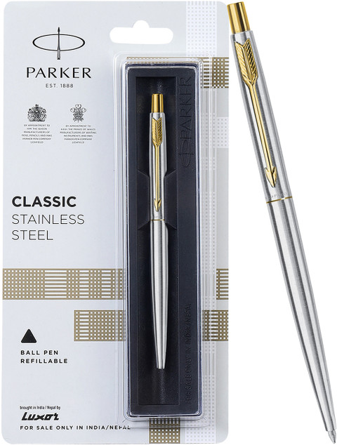 PARKER Classic Stainless Steel, Gold Trim Ball Pen