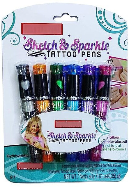 AARNASHOPPE Sketch and Sparkle Tattoo Pens Pen Gift Set