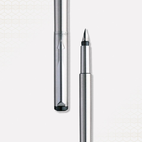 PARKER Vector Stainless Steel, Chrome Trim Fountain Pen