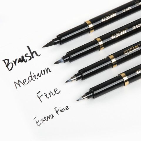 GXIN Calligraphy Black Brush Pen Set Pigment Ink for Lettering
