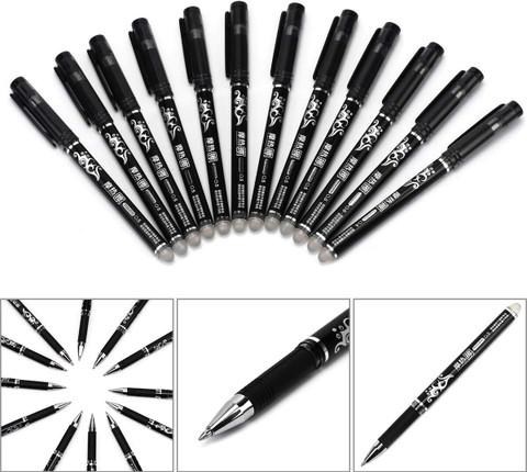 apcatio New Black Erasable Gel Pens with Ultra Fine Point