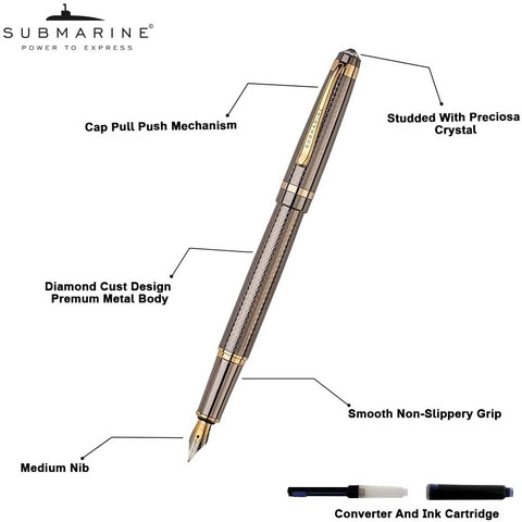 Submarine 939 Fountain Pen Studded With Preciosa Crystal, Premium