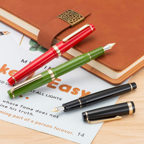 Levin Jinhao 82 Black Acrylic Fountain Pen Fine Nib with Ink