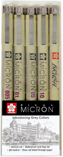 SAKURA Pigma Micron Pens Set of Light Cool Grey Color Set Fineliner Pen