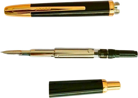 Gold Leaf Jinhao 20 Retractable Fountain Pen – Black, Fine Nib