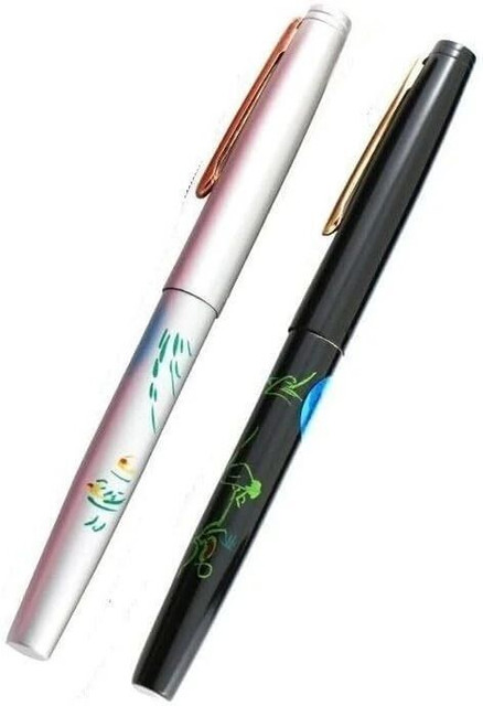 Digi World Hero Pen 343 Original Fountain Ink Pen Iridium Nib, Black and  Silver Fountain Pen