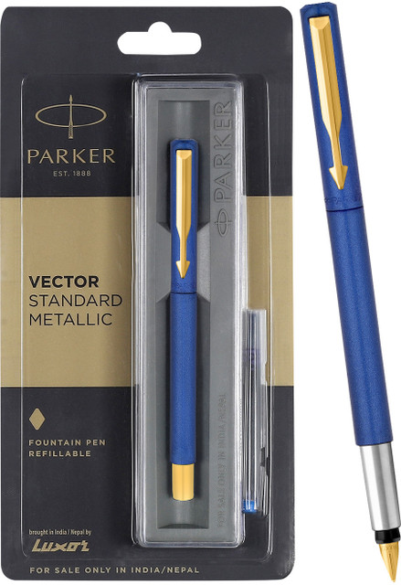 PARKER Vector Standard Gold Trim| Metallic Blue| Fountain Pen