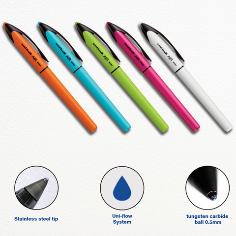 Uni-ball Air UBA188L - Penna A Sfera Da 0,7 Mm, Corpo Nero, Inchiostro Nero, Confezione Da 3 - Foto 10