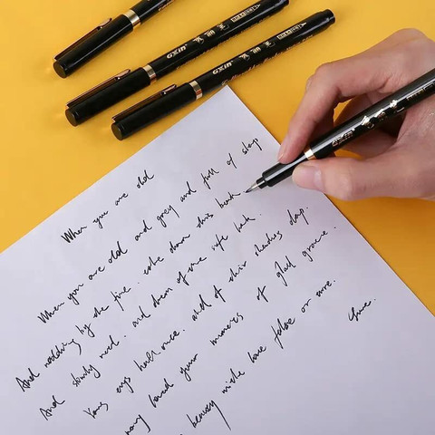 GXIN Calligraphy Black Brush Pen Set Pigment Ink for Lettering