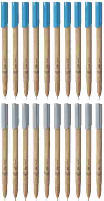 FLAIR Woody - Set di 10 penne a sfera a portafoglio, dimensione punta 0,7 mm, design accattivante e legno, sistema di flusso dell'inchiostro liscio con inchiostro a bassa viscosità, scrittura senza