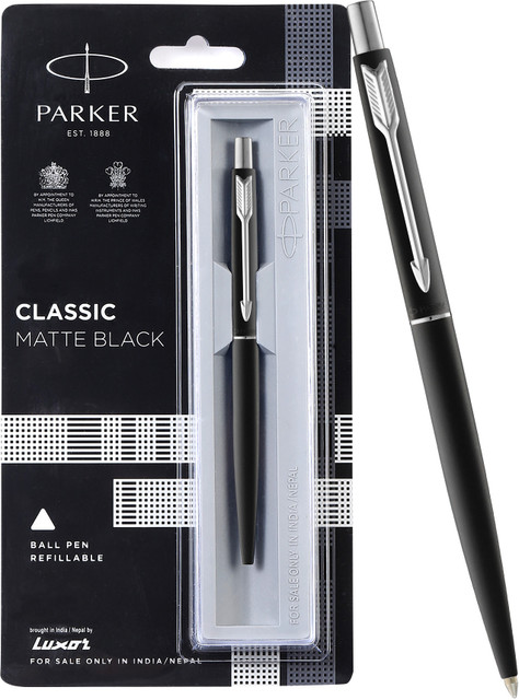 PARKER Classic Matte Black, Chrome Trim Ball Pen
