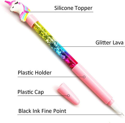 QBIC Cute Unicorn Lava Lamp Glitter Pens Multi-function Pen Buy
