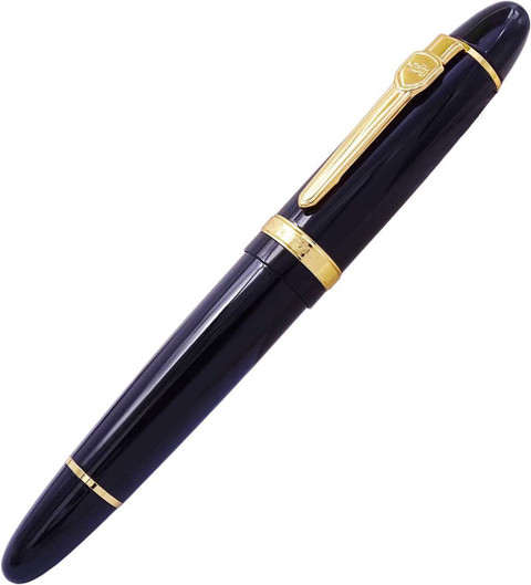 Levin Jinhao 159 Black Fountain Pen Bent Nib Gold Trim Pen
