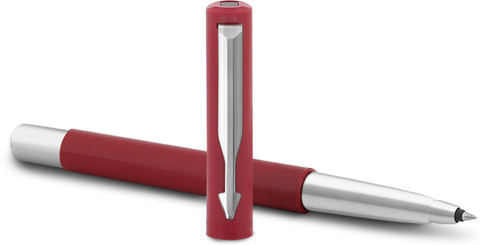 PARKER Vector Standard, Chrome Trim, Red Body Colour Roller Ball Pen