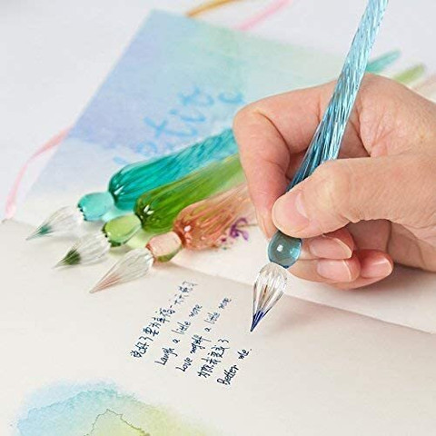 Qalam Kaari Crystal Glass Dip Pen With 12 Colors Calligraphy