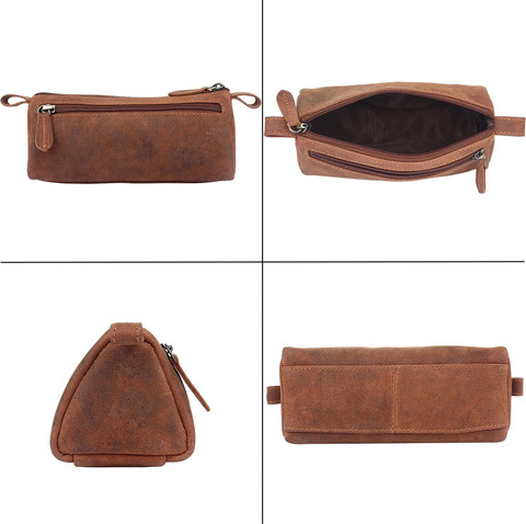 Rustic Town Leather Pencil case Natural Leather Art Pure Leather Pencil Box