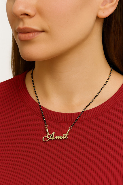 Tirtha Creation Amit Name Pendant With Mangalsutra Chain Brass